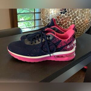 Navy and pink running shoes 8